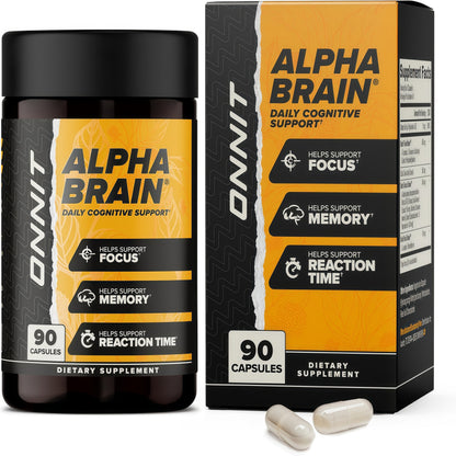 ONNIT Alpha Brain Nootropic BrainSupplement for Focus, Memory, Mental Clarity,Cognitive Support with L-Theanine andVitamin B6, 90 Count